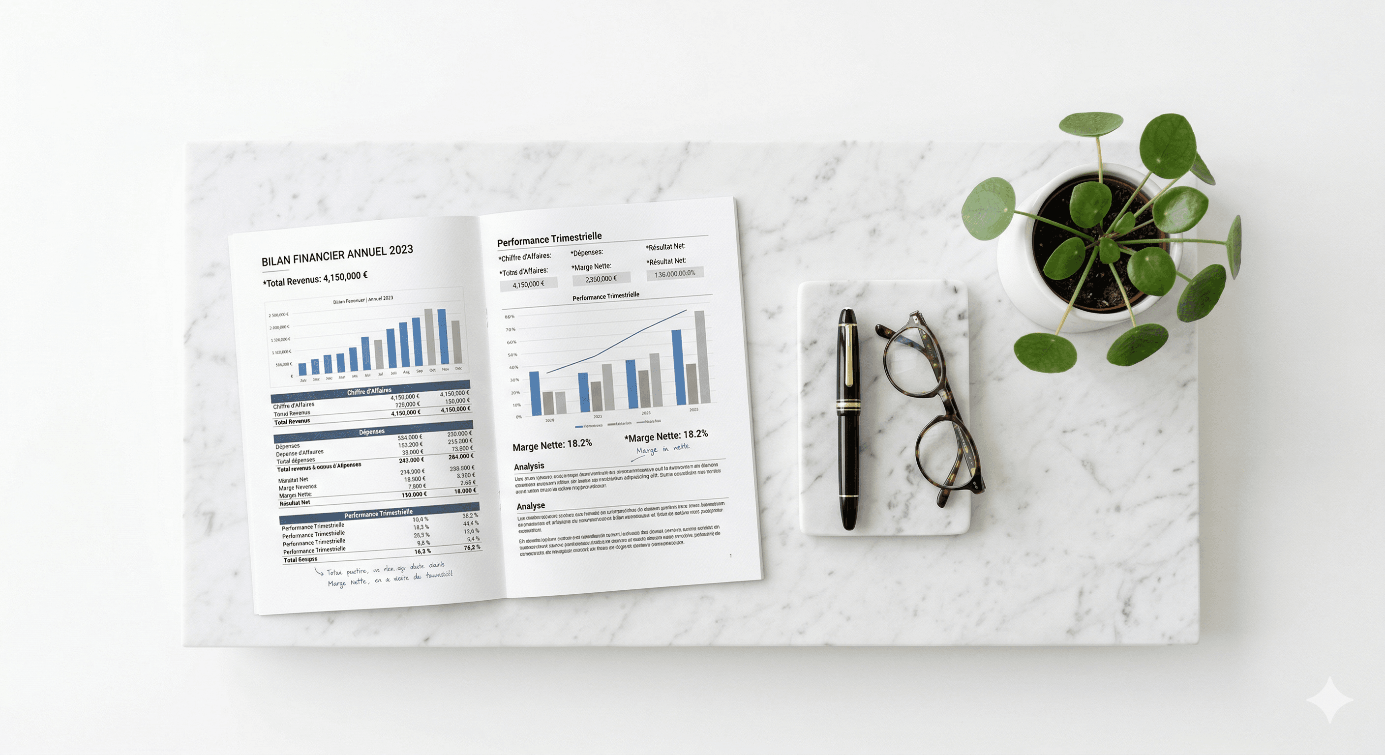 Documents financiers sur un bureau